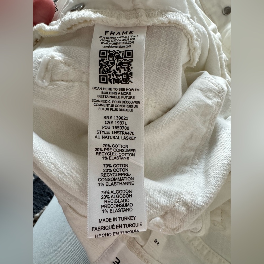 FRAME Le High Straight White Fray Jeans Size 28 - Picture 5 of 15